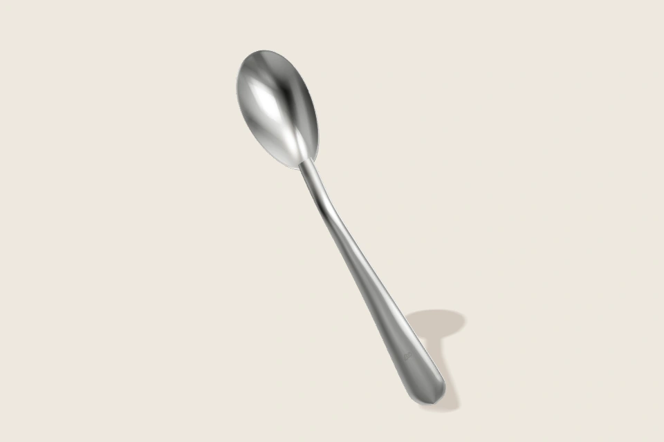 3D-Interpretation von Metalllöffel mit Inschrift